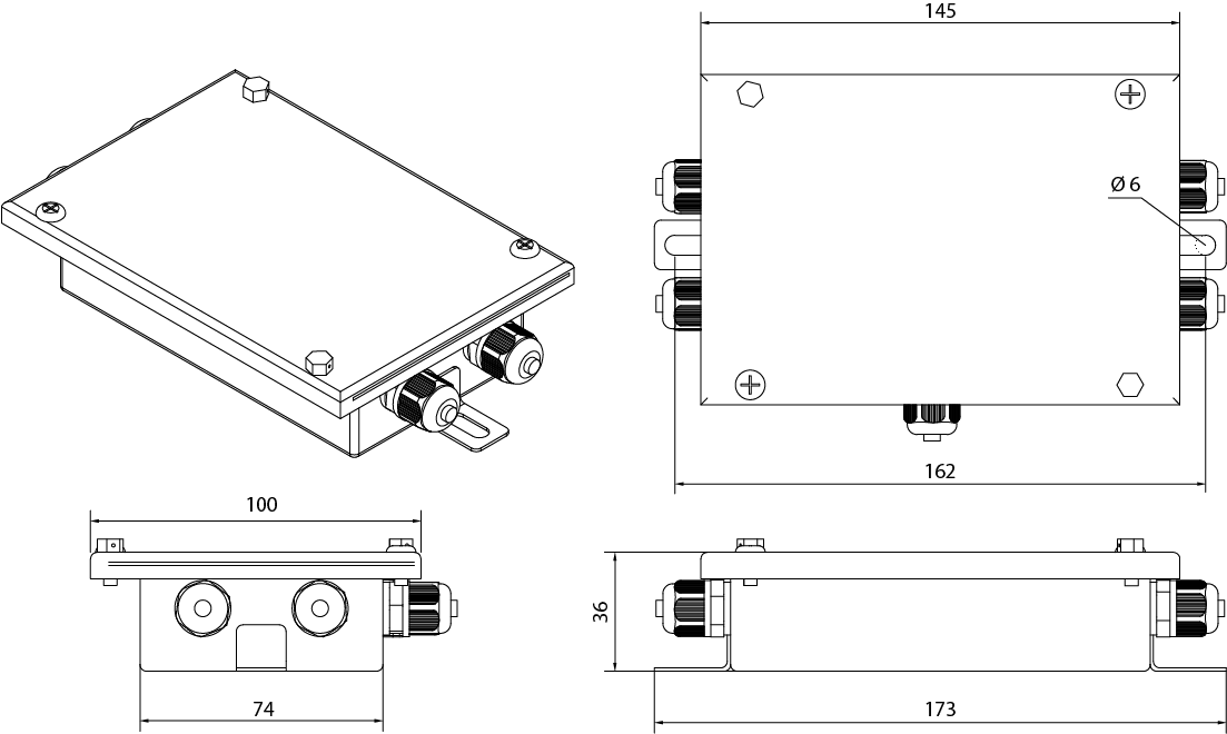 Desenho de dimensões WTX-4