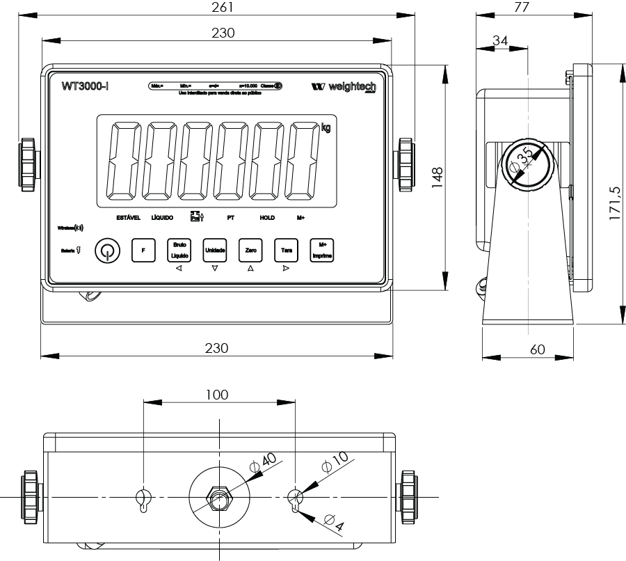 WT3000-iR-ABS Dimensões