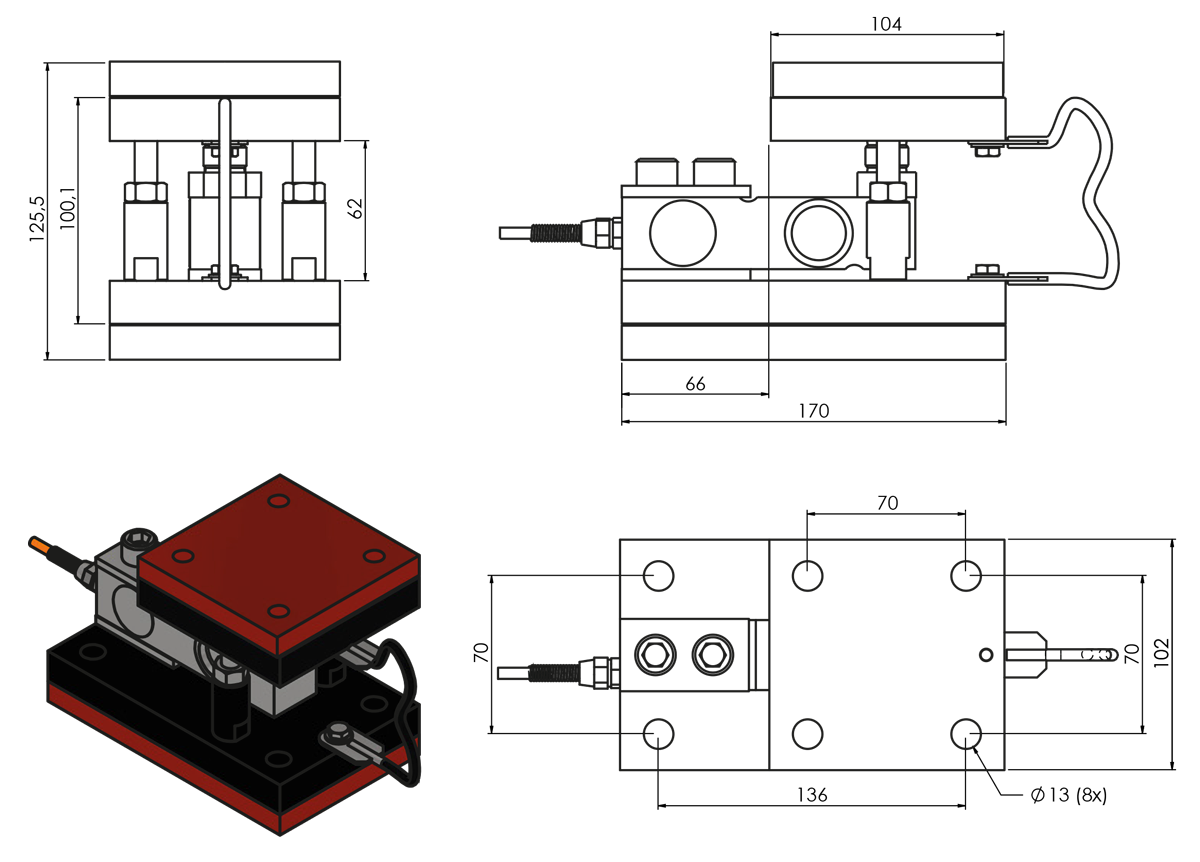 Suporte de pesagem Weightech SIP-BTBI Suporte de pesagem Weightech SIP-BTBI