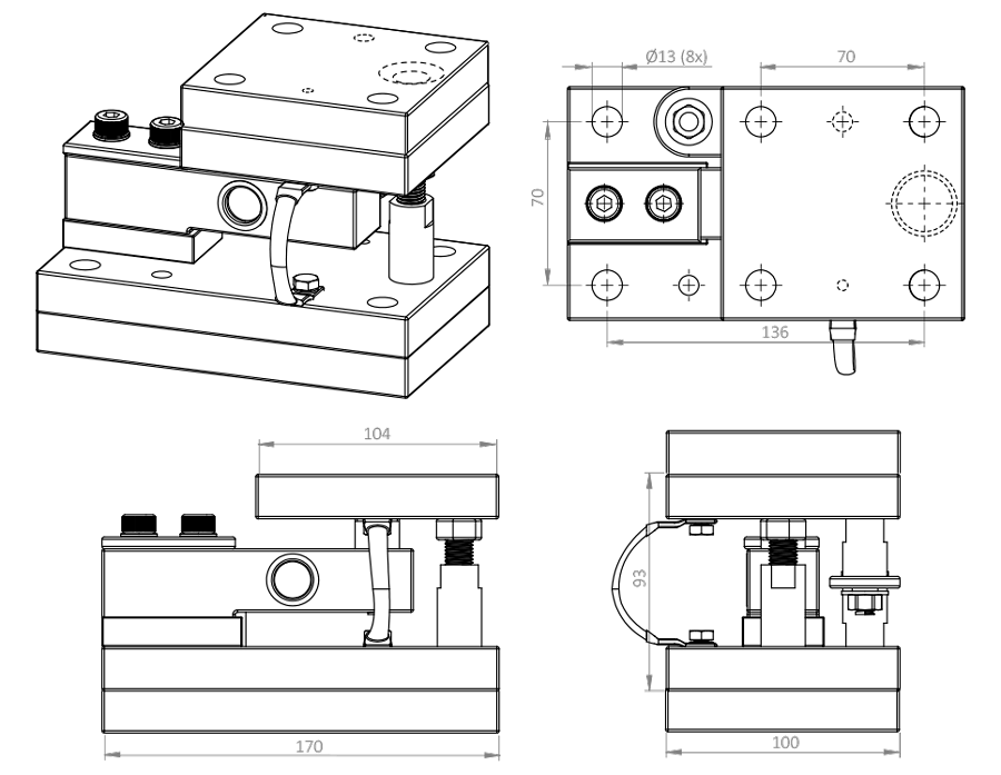 Suporte de pesagem Weightech SIP-HLCB Suporte de pesagem Weightech SIP-HLCB