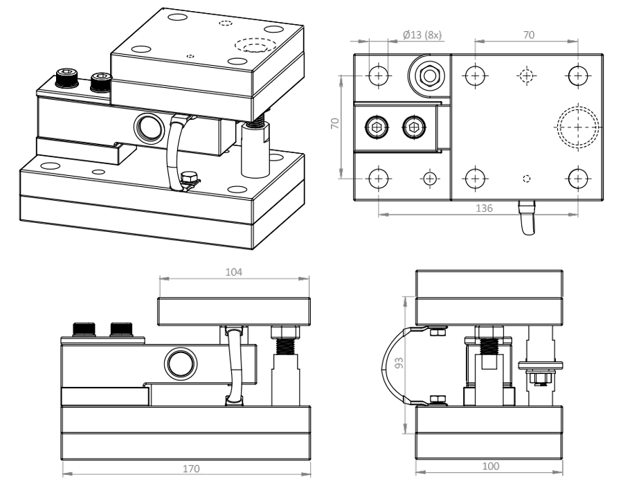 Suporte de pesagem Weightech SIP-HLCB Suporte de pesagem Weightech SIP-HLCB